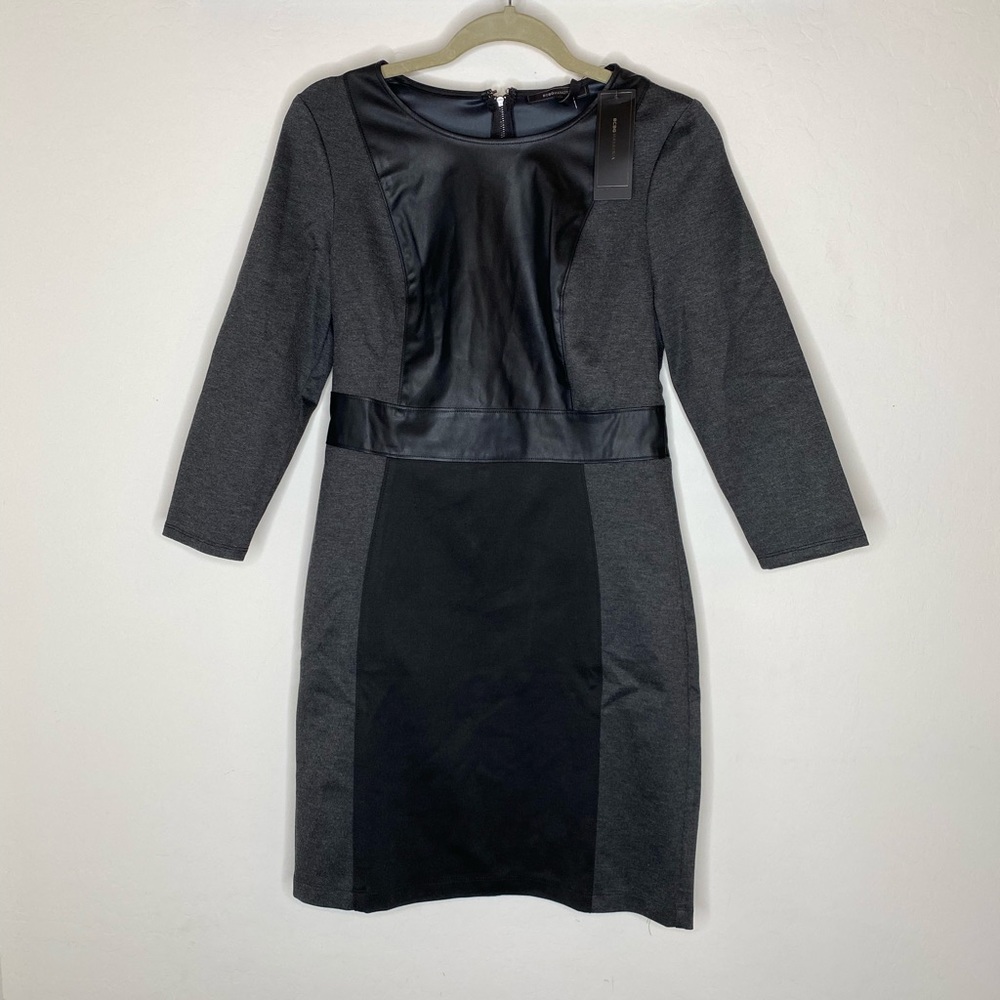 Bcbgmaxazria paneled sheath dress faux leather NWT - Picture 5 of 8